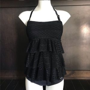 Island Escape black crochet tankini top swimsuit